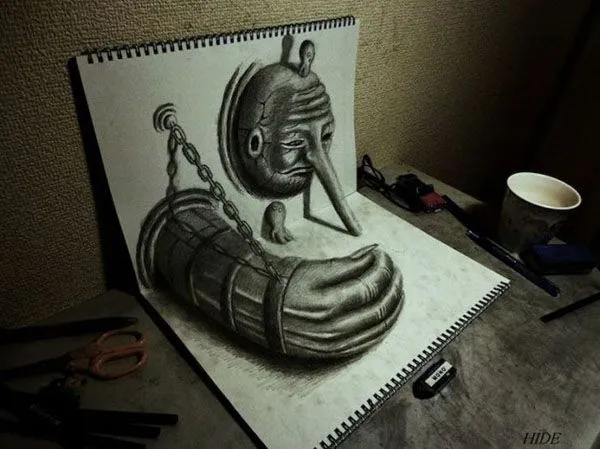 Espectaculares dibujos en 3D a lápiz ~ Gallo Pinto