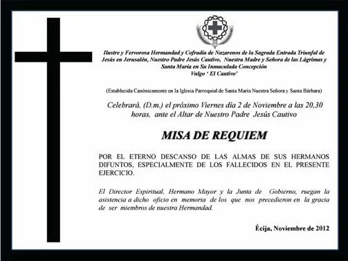 Esquelas de misas de difuntos - Imagui