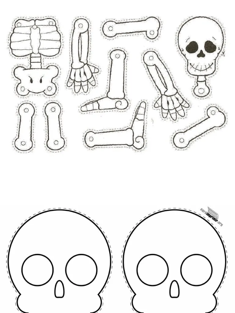 Esqueleto y Calavera Colorear Armable | PDF Esqueleto y Calavera Colorear Armable | PDF
