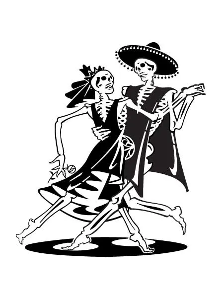 Esqueletos bailando en vector -