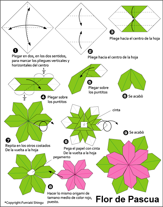 ESQUEMA - flor de pascua .. Origami Poinsettia | PAPEL | Pinterest ... ESQUEMA - flor de pascua .. Origami Poinsettia | PAPEL | Pinterest ...