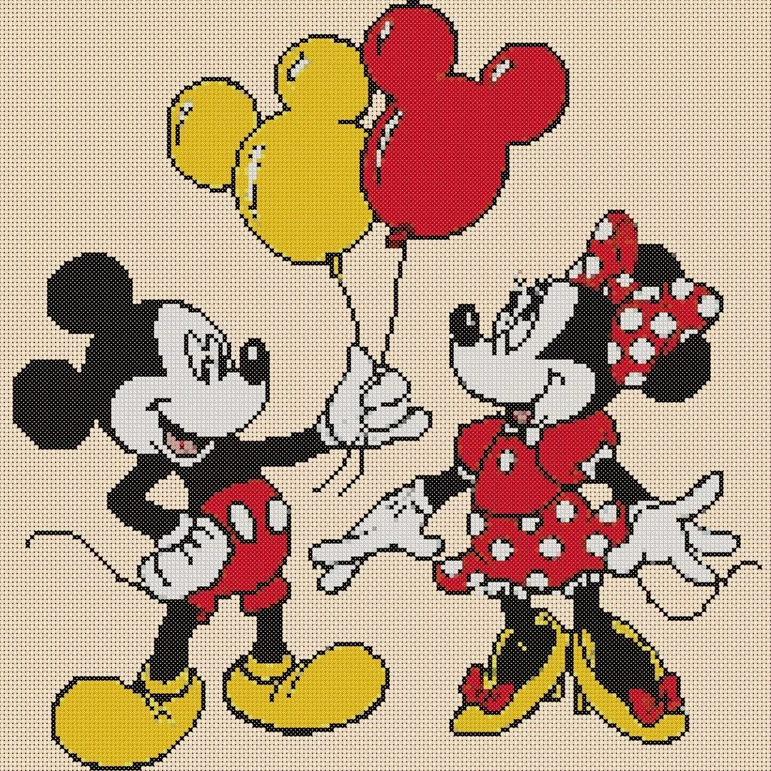 Esquema punto de cruz Globos de Mickey y Minnie - Etsy México Esquema punto de cruz Globos de Mickey y Minnie - Etsy México