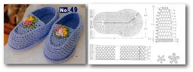 Solo esquemas y diseños de crochet: ESCARPINES Solo esquemas y diseños de crochet: ESCARPINES
