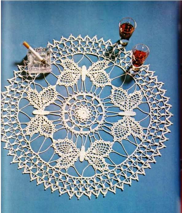 Solo esquemas y diseños de crochet: MANTEL REDONDO MARIPOSAS Solo esquemas y diseños de crochet: MANTEL REDONDO MARIPOSAS