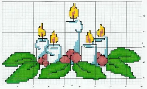 Esquemas Navidad punto de cruz paisajes nevados y velas | felices ...