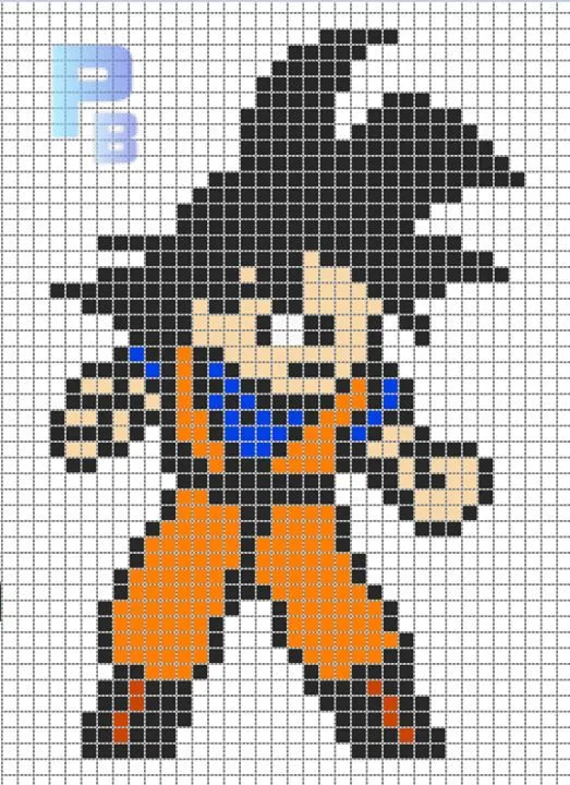 Goku DBZ perler pattern - Patrones Beads / Plantillas para Hama ...