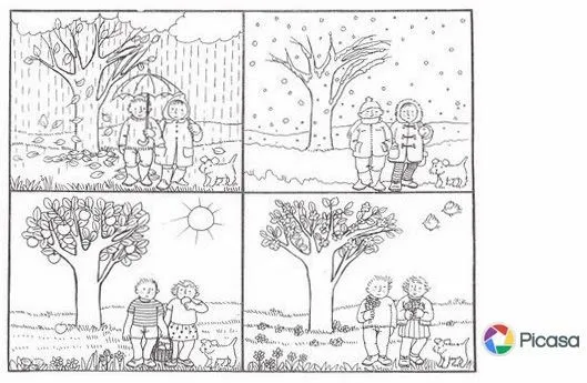 Estaciones del año para colorear para niños - Imagui Estaciones del año para colorear para niños - Imagui