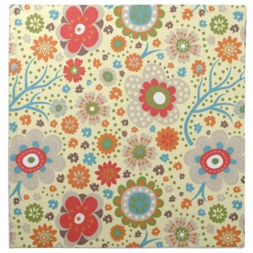 Estampado de flores colorido del vintage servilleta de Zazzle ... Estampado de flores colorido del vintage servilleta de Zazzle ...