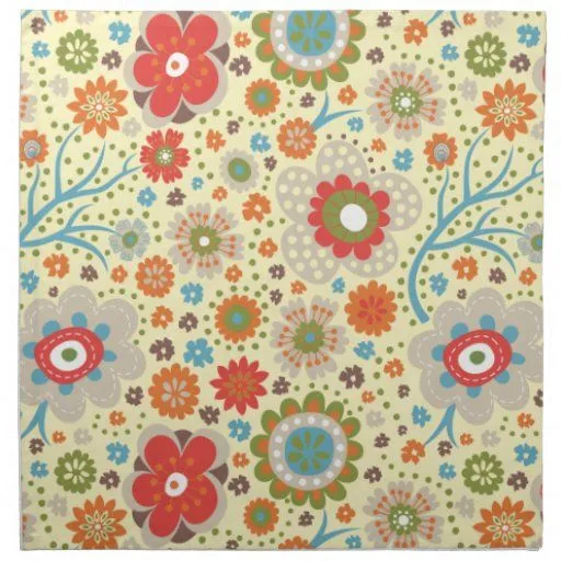 Estampado de flores colorido del vintage servilleta de Zazzle. Estampado de flores colorido del vintage servilleta de Zazzle.