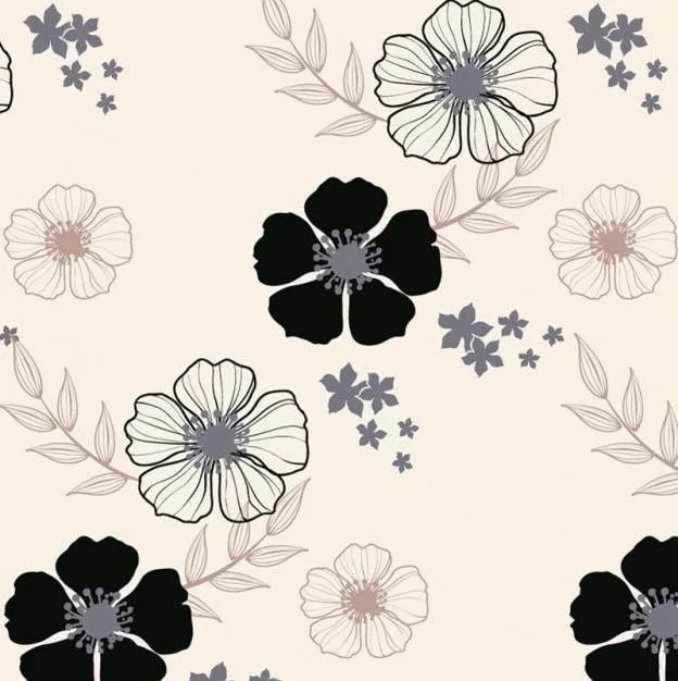 Estampado de flores. flores clásicas en blanco y negro ... Estampado de flores. flores clásicas en blanco y negro ...
