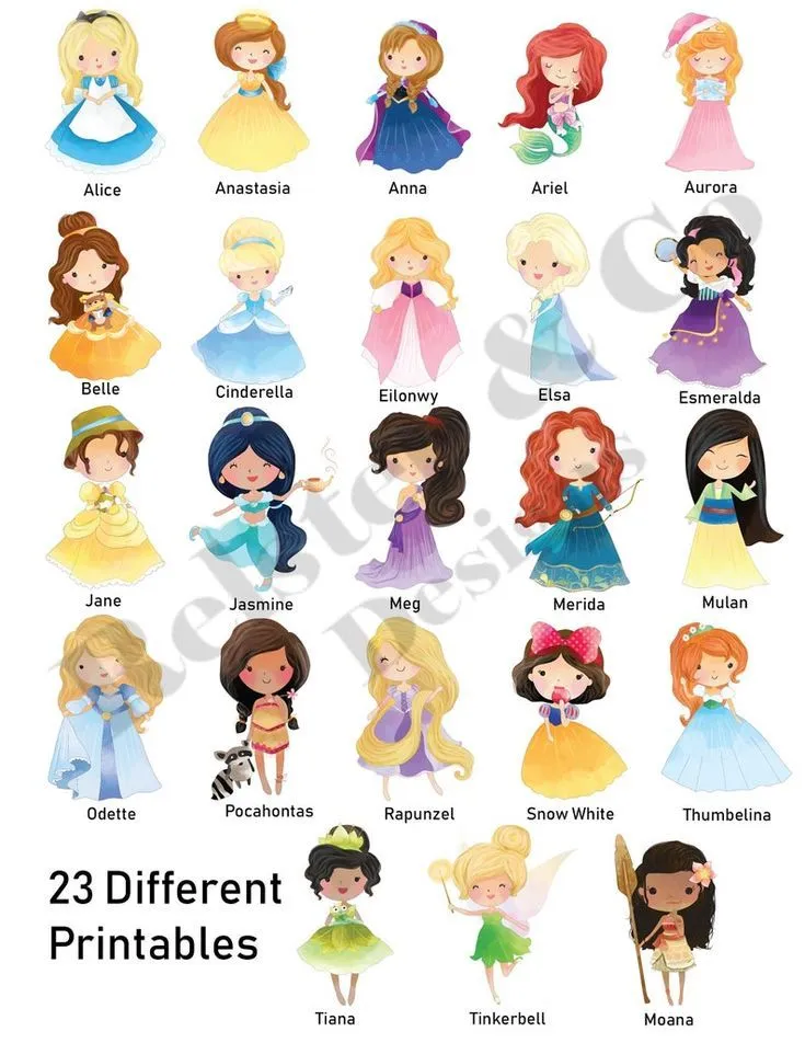 Estampados de princesa grabados infantiles decoración de - Etsy México | Disney  princess names, Disney princess art, Disney princess printables