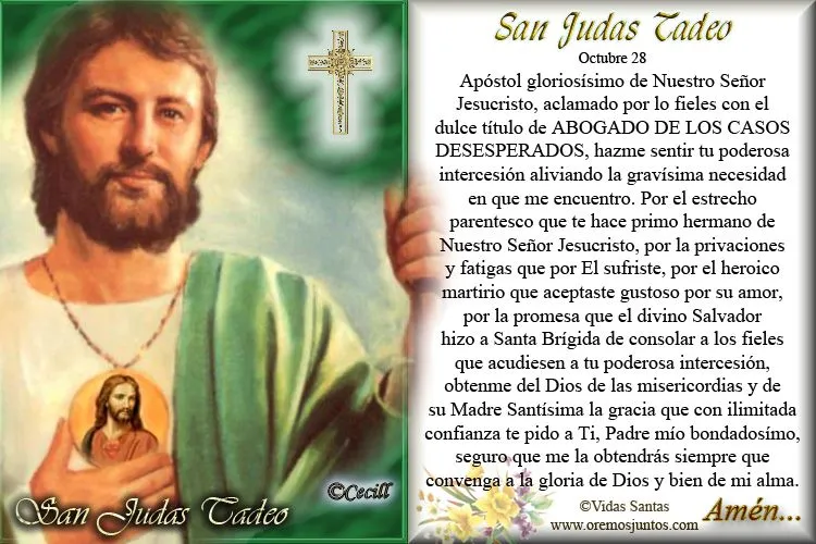 Imágenes de Cecill: Estampita y Oración a San Judas Tadeo