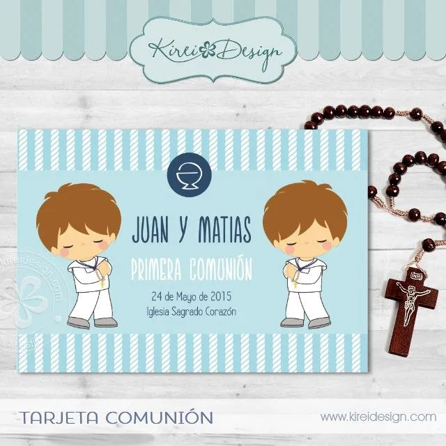 Estampitas de Comunión para mellizos | KireiDesign Estampitas de Comunión para mellizos | KireiDesign