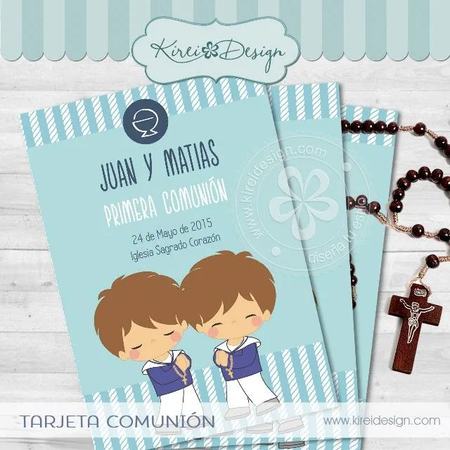 Estampitas de Comunión para mellizos | KireiDesign Estampitas de Comunión para mellizos | KireiDesign