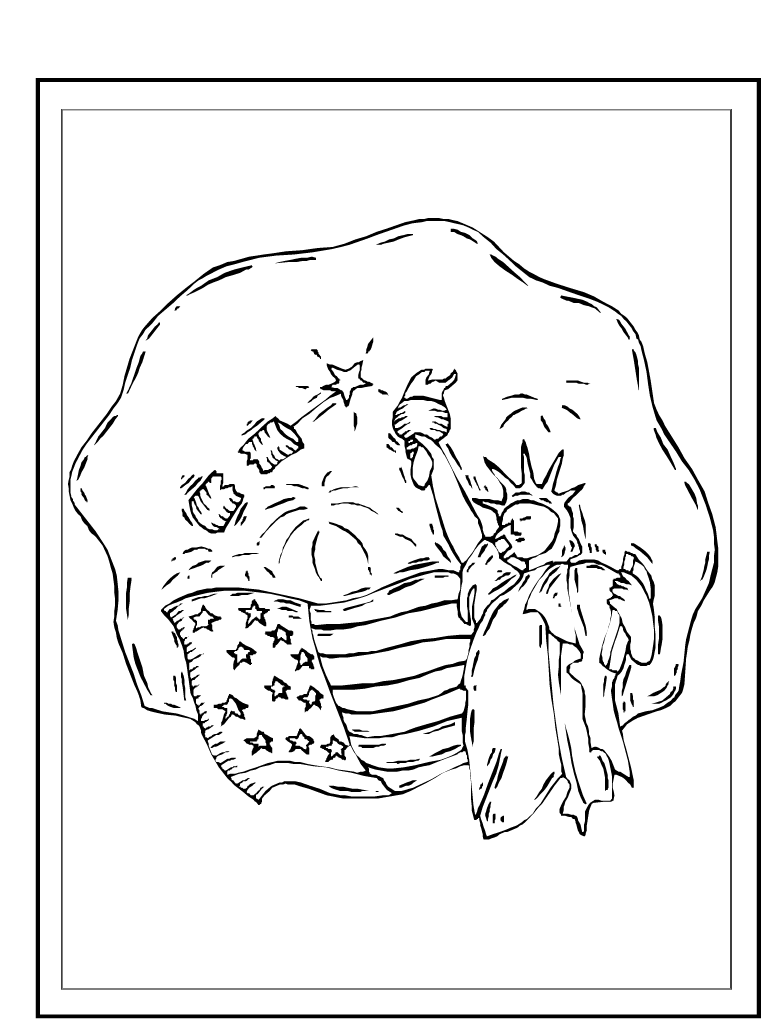 Estatua de La Libertad y Bandera de EE.UU para colorear ~ Dibujos ...