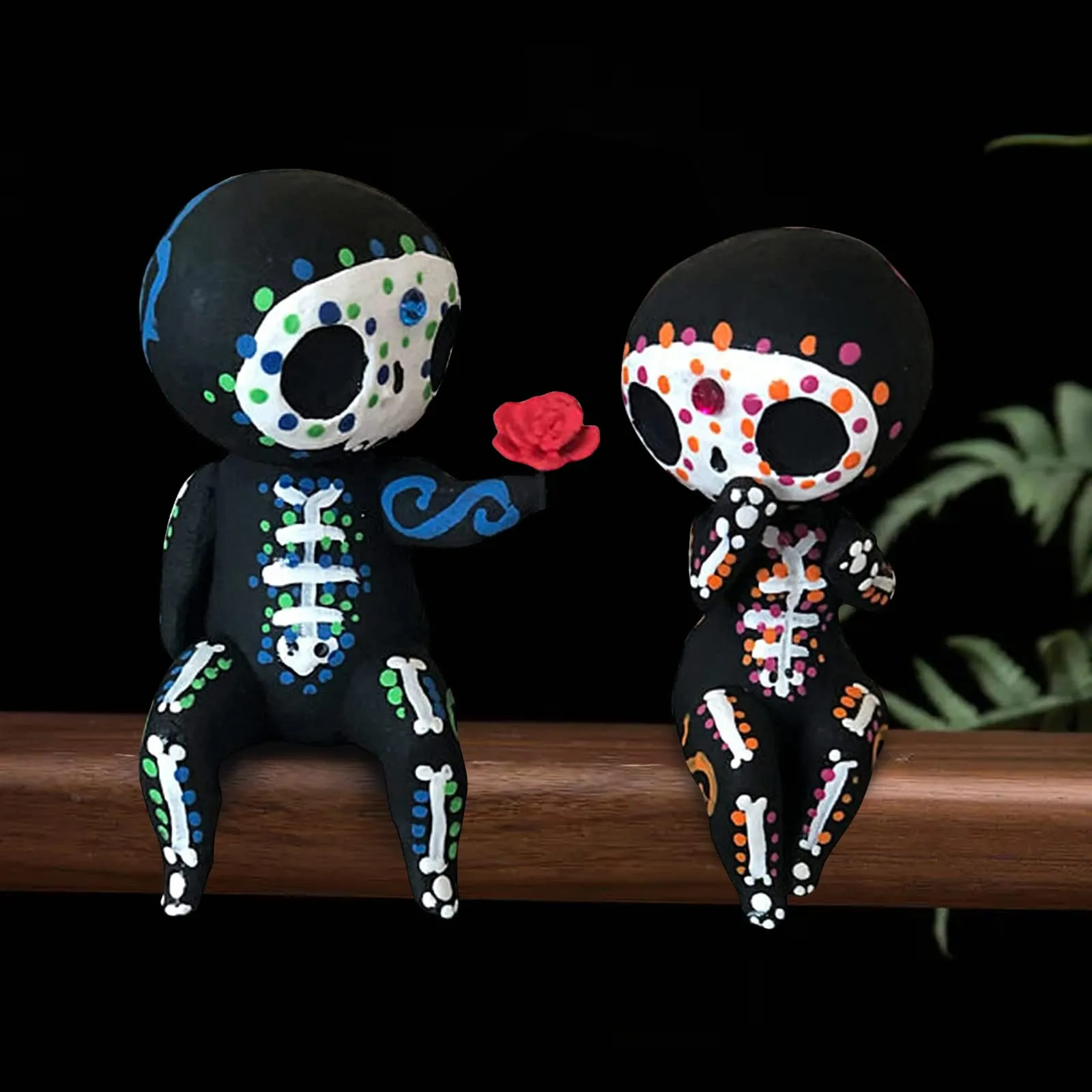 Estatua de pareja de calavera de azúcar, decoración de calavera de azúcar, manualidades de resina, bonita Estatua de pareja de calavera de azúcar, decoración de calavera de azúcar, manualidades de resina, bonita