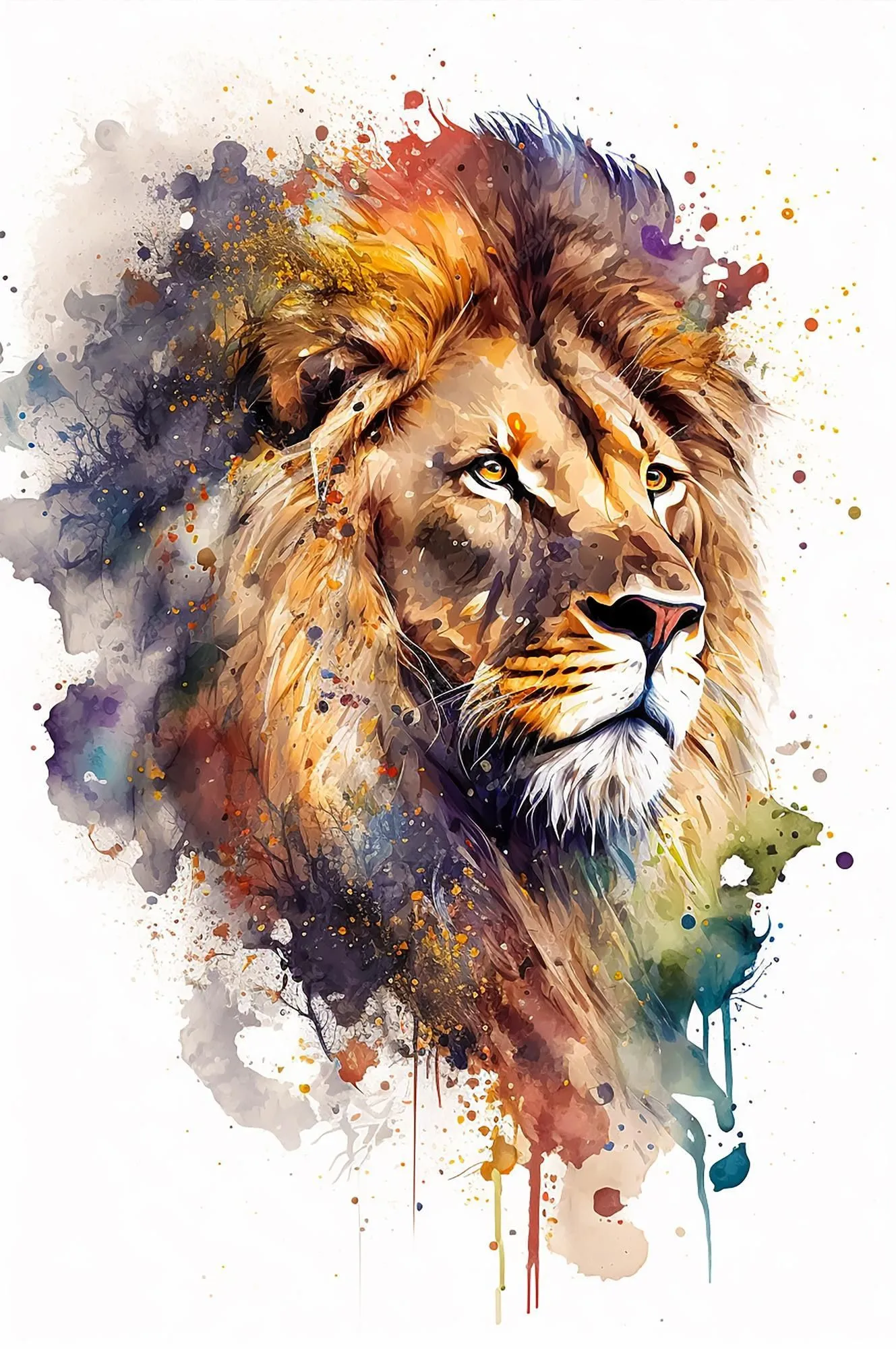 Estilo de dibujos animados de león acuarela. estilo minimalista, color infinito, pelo efecto partículas. ia generar | Foto Premium Estilo de dibujos animados de león acuarela. estilo minimalista, color infinito, pelo efecto partículas. ia generar | Foto Premium