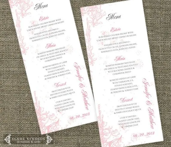 Estilo vintage recepción menú tarjeta de boda para por SladeStudios Estilo vintage recepción menú tarjeta de boda para por SladeStudios