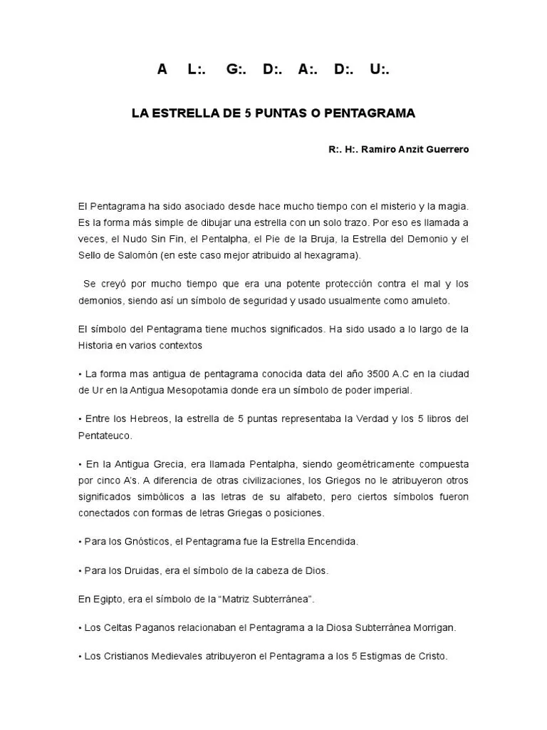 La Estrella de 5 Puntas o Pentagrama | PDF | Naturaleza | Inmortalidad La Estrella de 5 Puntas o Pentagrama | PDF | Naturaleza | Inmortalidad