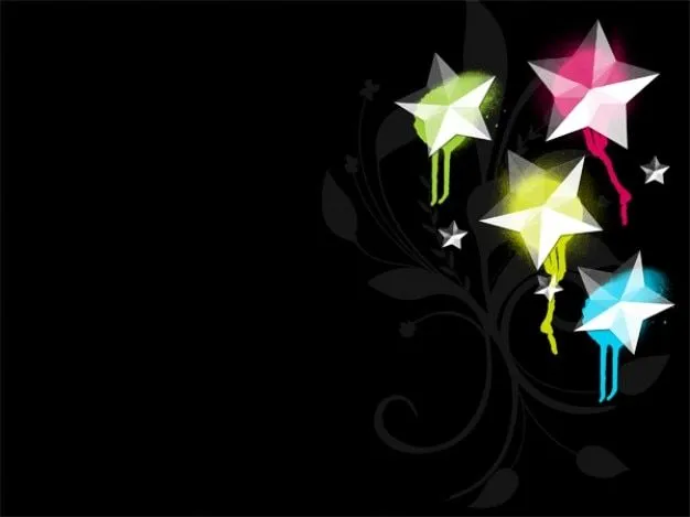 Estrellas de colores sobre fondo negro PSD | Descargar PSD gratis