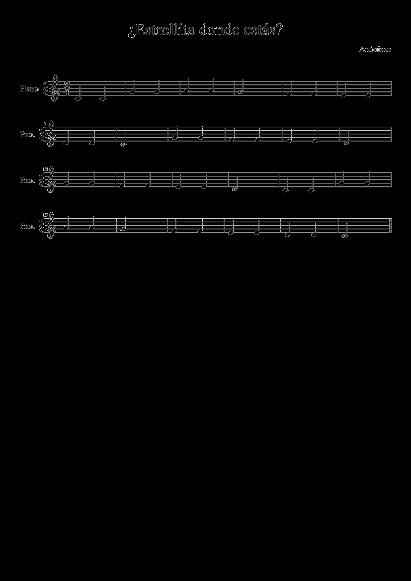 Estrellita donde estás? Sheet music for Piano (Solo) | Musescore.com Estrellita donde estás? Sheet music for Piano (Solo) | Musescore.com