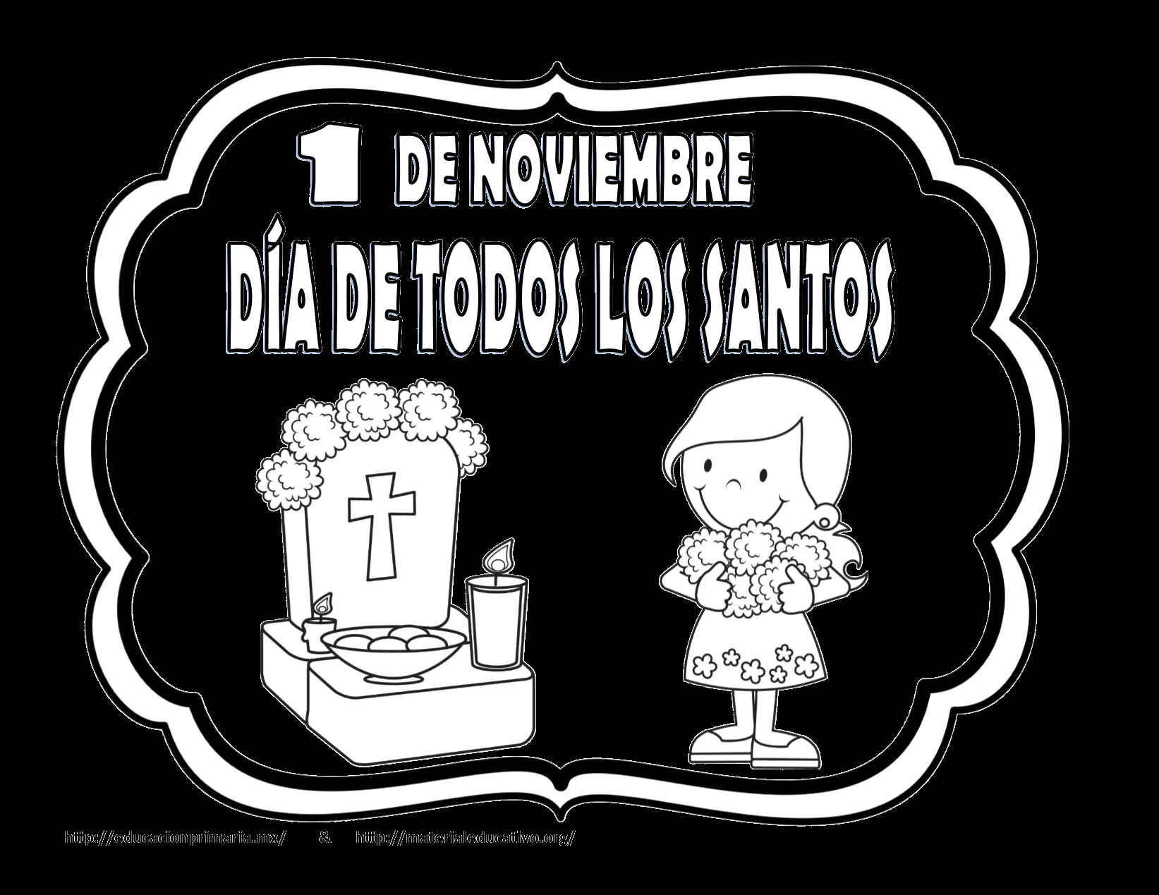 Estupendos diseños de las efemérides del mes de noviembre en blanco y negro  para colorear | Material Educativo