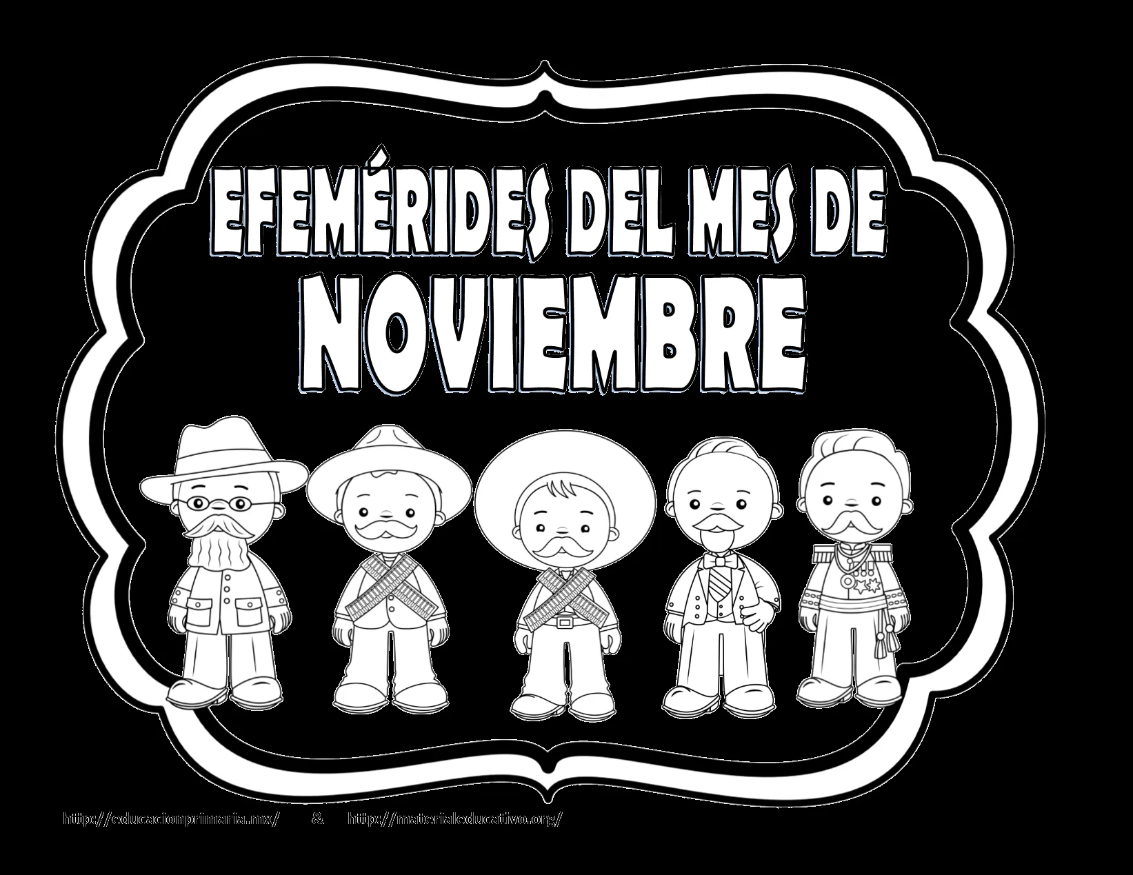 Estupendos diseños de las efemérides del mes de noviembre en blanco y negro para colorear | Material Educativo Estupendos diseños de las efemérides del mes de noviembre en blanco y negro para colorear | Material Educativo