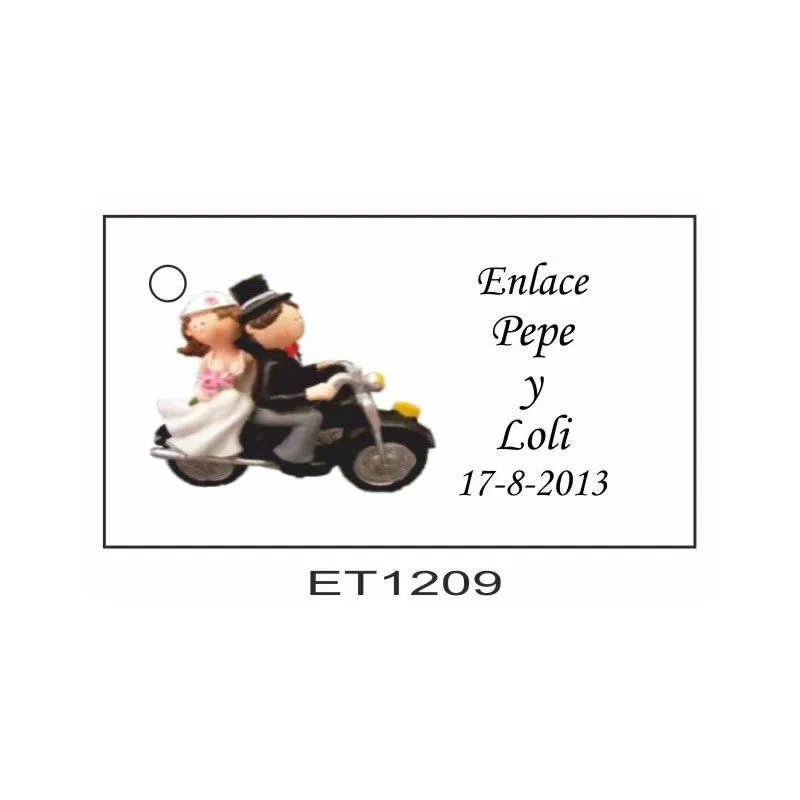 Etiqueta novios moto - Brindis Bodas