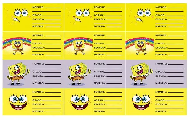 Etiquetas para cuadernos Bob Esponja - Imagui Etiquetas para cuadernos Bob Esponja - Imagui