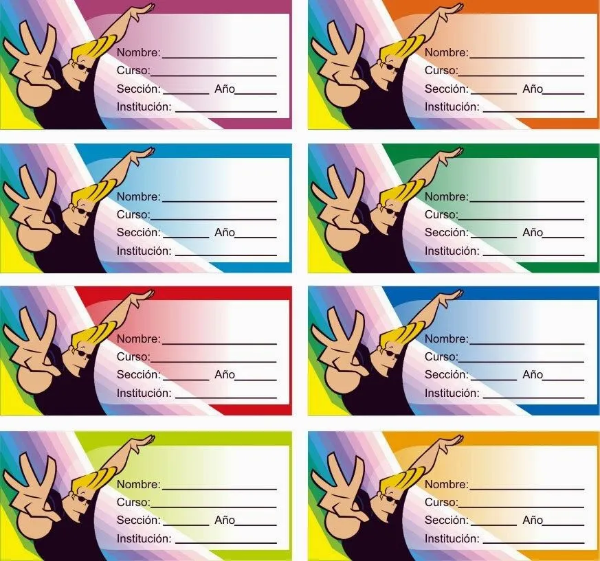 ETIQUETAS PARA CUADERNOS: Johnny Bravo para Chicos ETIQUETAS PARA CUADERNOS: Johnny Bravo para Chicos