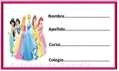 Etiquetas para cuadernos de princesas - Imagui