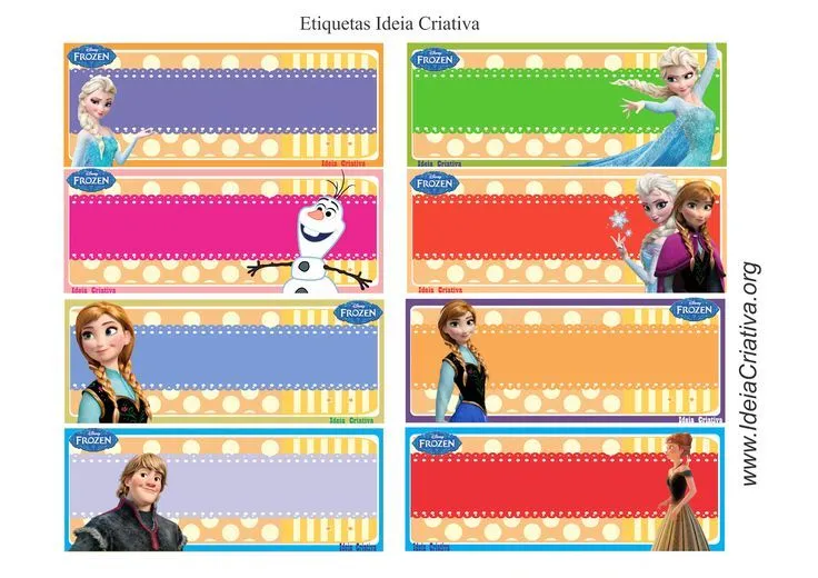 Etiquetas Frozen para colar no material escolar com nome da ... Etiquetas Frozen para colar no material escolar com nome da ...
