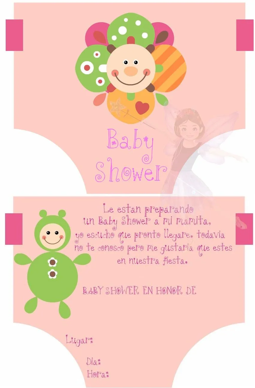 INVITACIÓN PARA BABY SHOWER EN FORMA DE PAÑAL