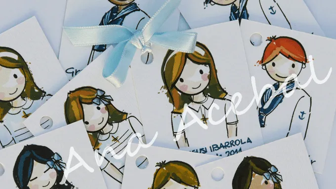 Etiquetas personalizadas rectangulares de Comunión de 6 x 5 cm