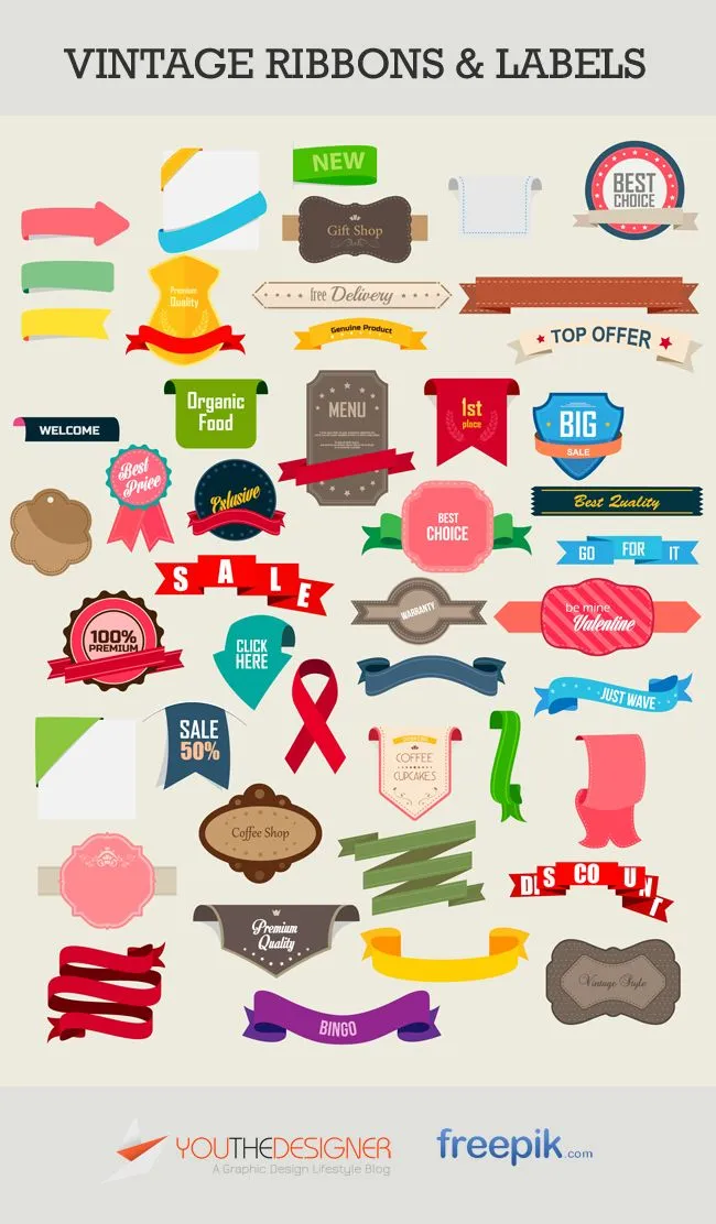 Etiquetas y ribetes de estilo vintage en formato vectorial ...