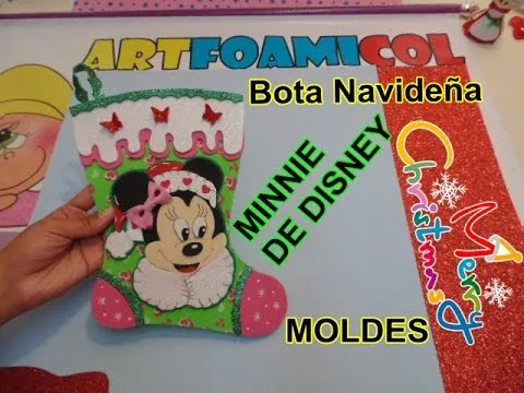 NUEVA BOTA NAVIDEÑA MINNIE MOUSE DE DISNEY EN FOAMY CON MOLDES ...