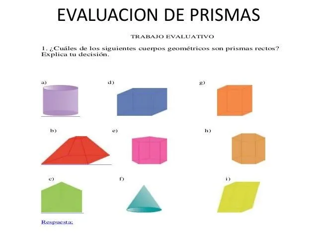 Evaluacion de prismas Evaluacion de prismas