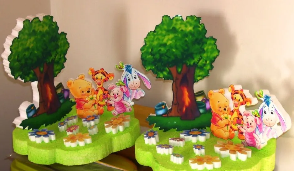 Eventos para tu Bebé: Centro de mesa y Chupeteras Winnie de Pooh