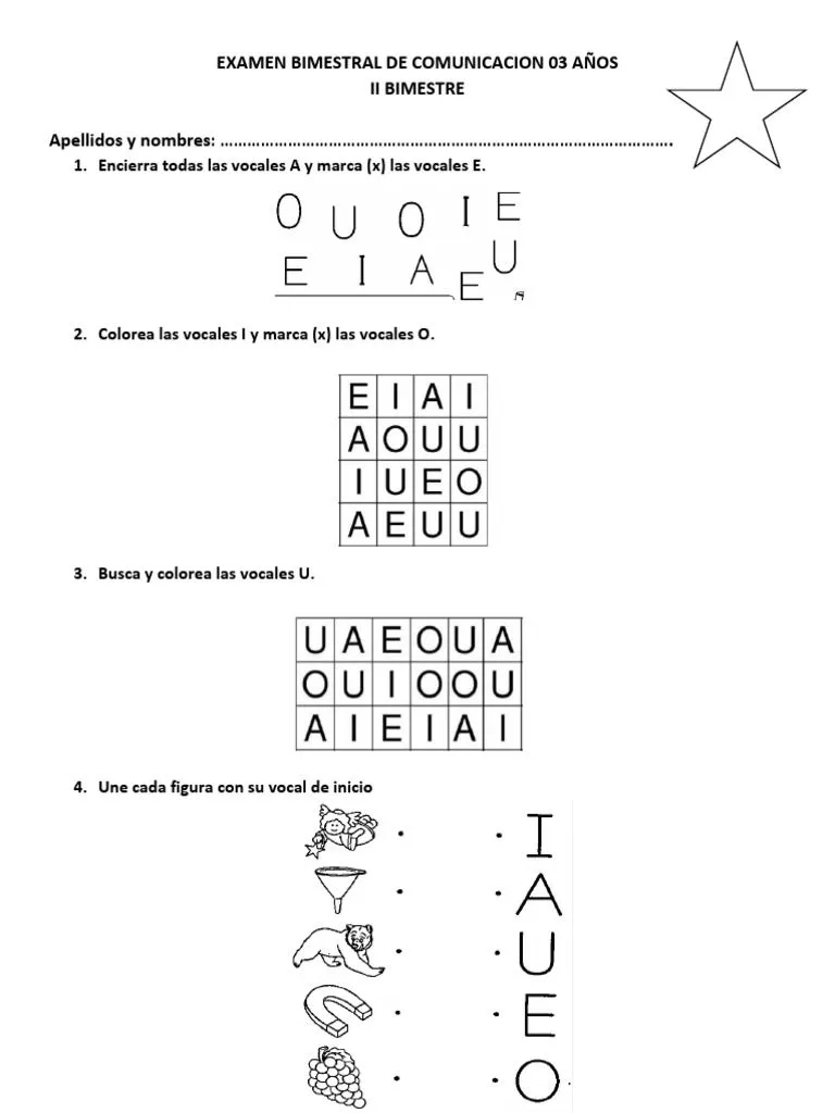 Examen II Bimestre de Comunicacion 03 Años | PDF Examen II Bimestre de Comunicacion 03 Años | PDF