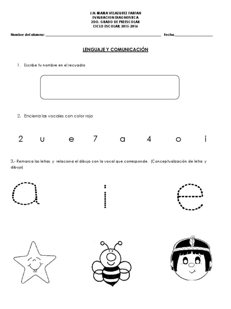Examen Preescolar 2do Año | PDF | Jardín de infancia Examen Preescolar 2do Año | PDF | Jardín de infancia