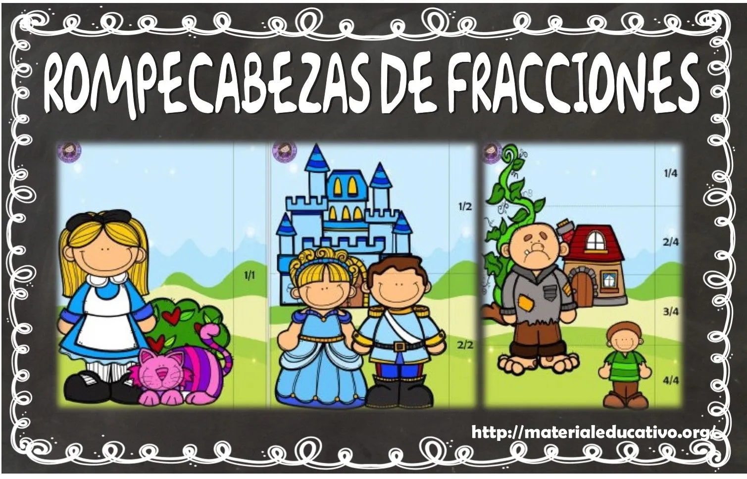 Excelente rompecabezas de fracciones de cuentos | Material Educativo Excelente rompecabezas de fracciones de cuentos | Material Educativo