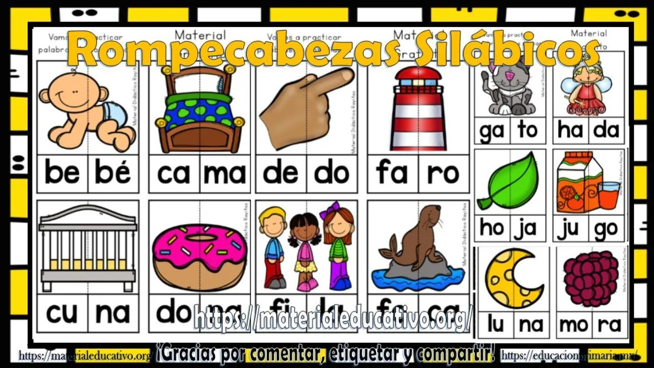 Excelente rompecabezas silábicos para trabajar en la construcción de palabras de 2 sílabas | Material Educativo Excelente rompecabezas silábicos para trabajar en la construcción de palabras de 2 sílabas | Material Educativo