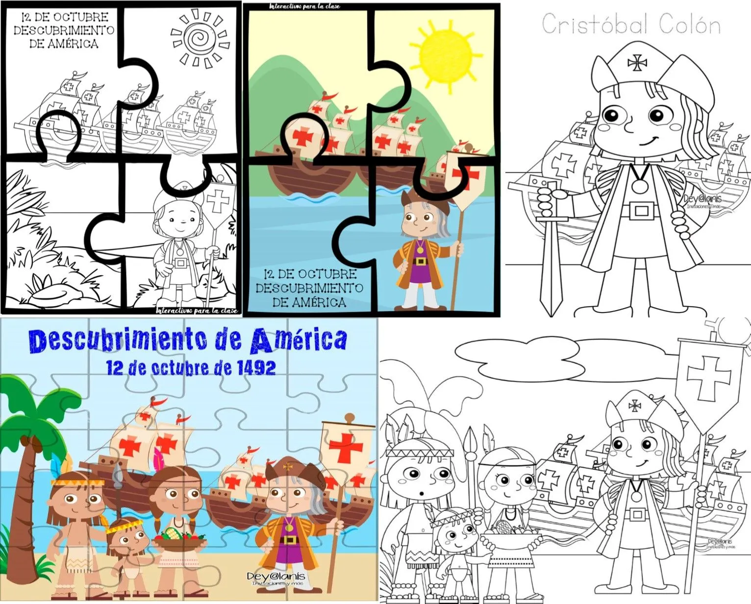 Excelentes dibujos y rompecabezas del descubrimiento de América 12 de octubre | Material Educativo Excelentes dibujos y rompecabezas del descubrimiento de América 12 de octubre | Material Educativo