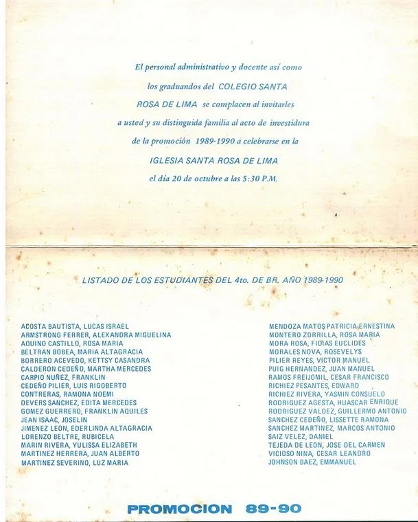 Exodus XXII" Promoción '89-'90, Colegio Santa Rosa de Lima Exodus XXII" Promoción '89-'90, Colegio Santa Rosa de Lima