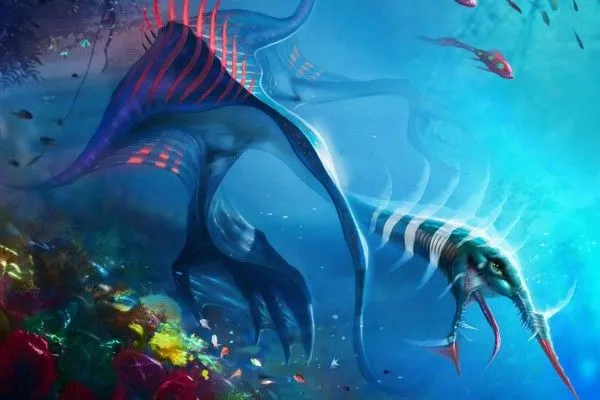 Extraños seres marinos nadando en el fondo del océano (64202) Extraños seres marinos nadando en el fondo del océano (64202)