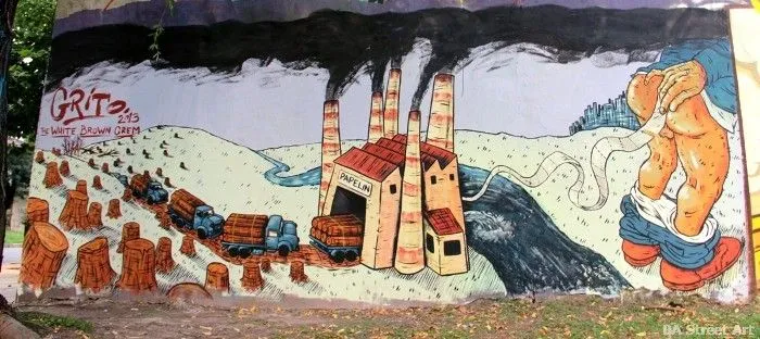 Fábrica de papel higiénico nuevo street art por Grito | BA Street Art