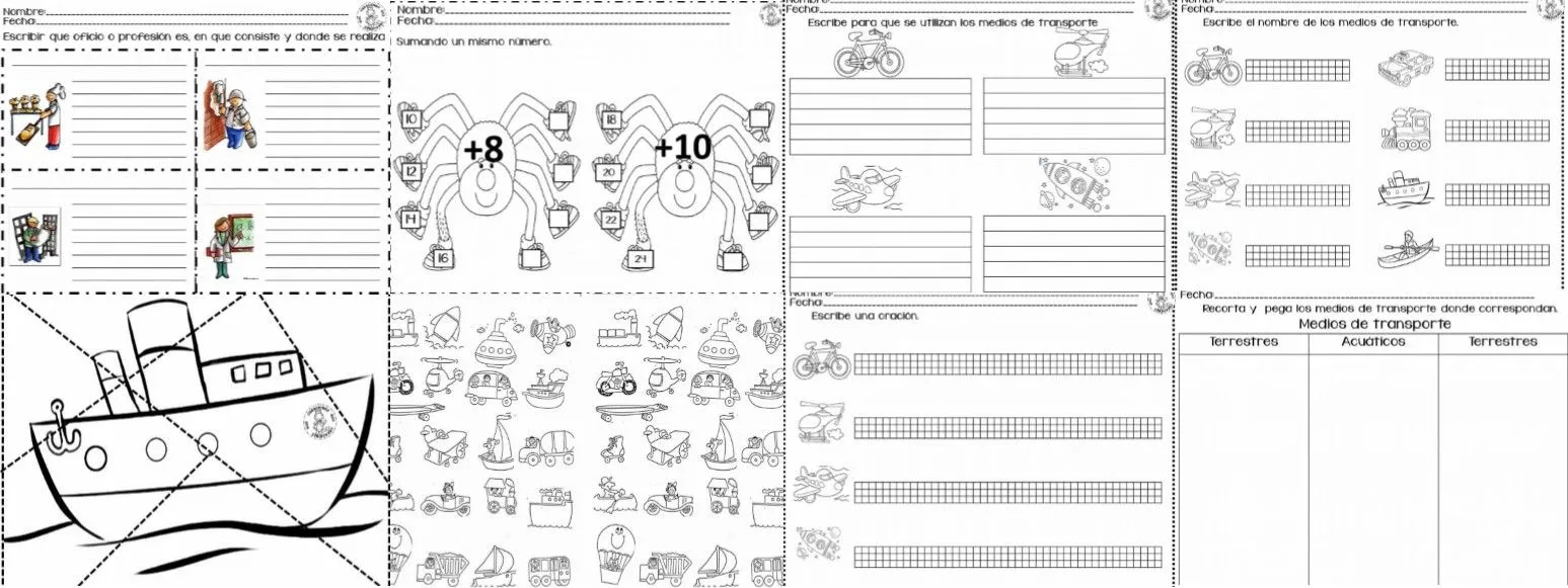 Fabulosas actividades para primer y segundo grado de primaria medios de transporte y sumas divertidas | Material Educativo Fabulosas actividades para primer y segundo grado de primaria medios de transporte y sumas divertidas | Material Educativo