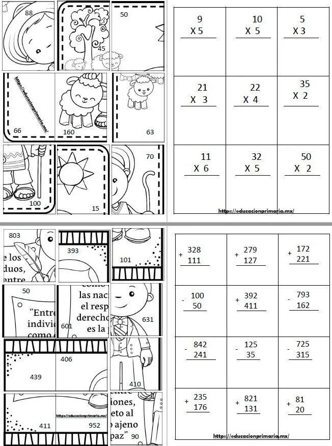Fabuloso material suma, resta, multiplica y arma el rompecabezas de Benito Juárez para tercer y cuarto grado de primaria | Educación Primaria Fabuloso material suma, resta, multiplica y arma el rompecabezas de Benito Juárez para tercer y cuarto grado de primaria | Educación Primaria