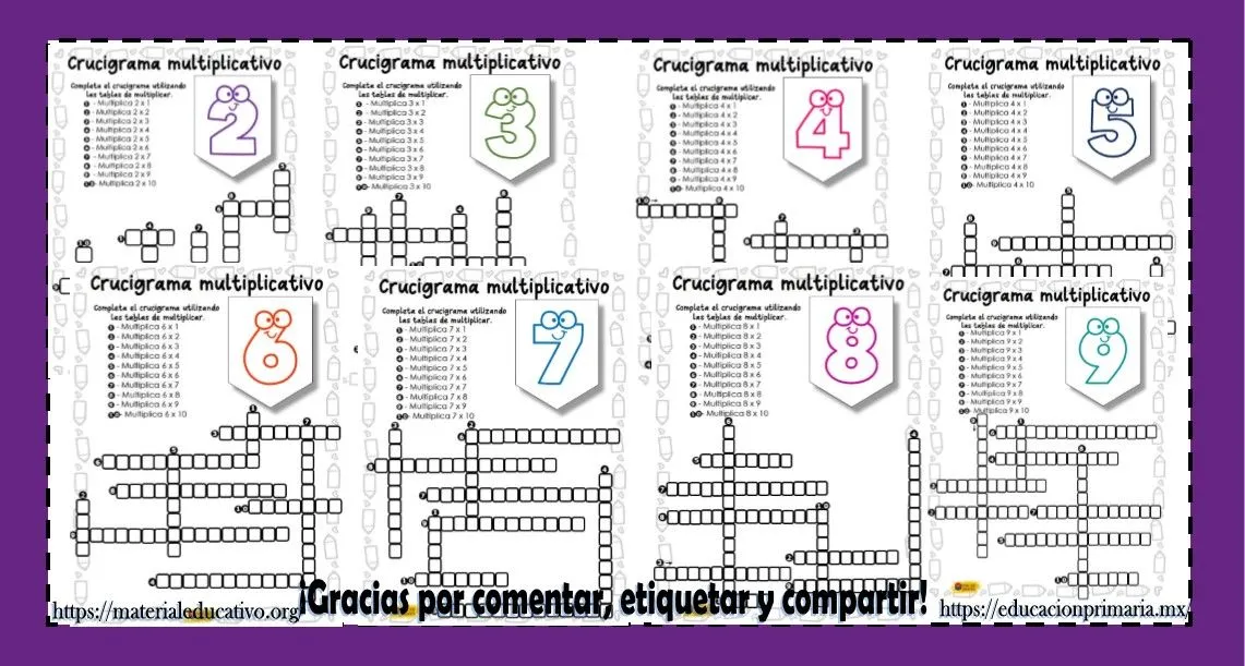 Fabulosos crucigramas con multiplicaciones | Material Educativo Fabulosos crucigramas con multiplicaciones | Material Educativo