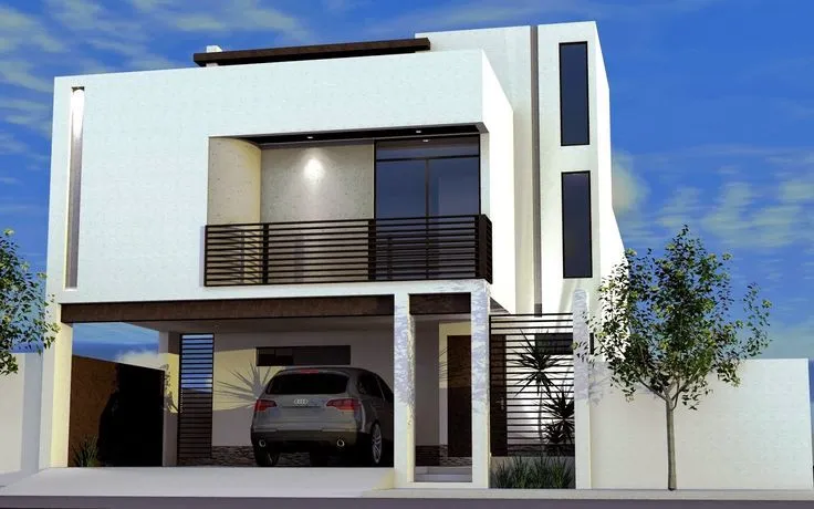 Fachadas de casas modernas: Fachada de casa moderna con cochera ...